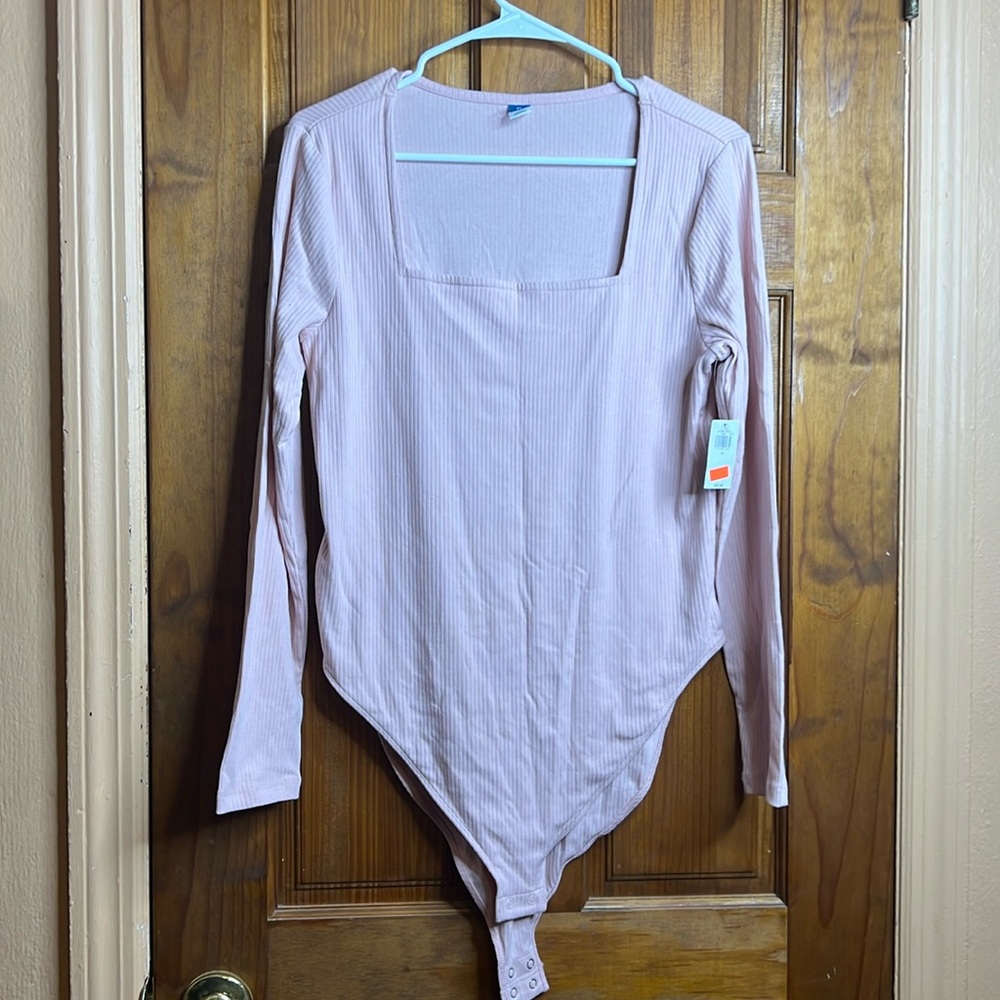 Mauve long sleeve square neck body suit